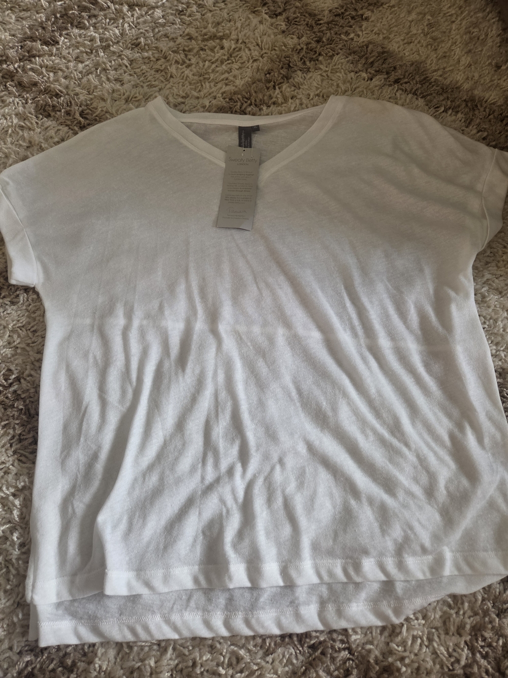 Sweaty Betty White V-Neck Short Sleeve Tee
